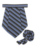 Kavove The Pleasing Striped Black Cravat & Pocket Square set
