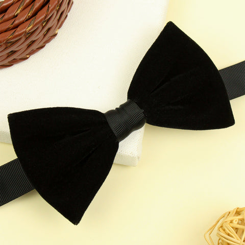 Kavove Solid Velvet Black Colour Bow Tie