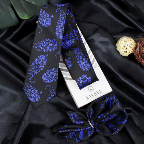 Kovove The Twining Paisley Blue Necktie and Pocket Square Gift Box