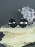 Kavove The Curvy Bridge Black Coloured Cufflinks For Men