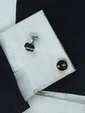 Kavove The Curvy Bridge Black Coloured Cufflinks For Men