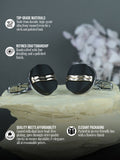 Kavove The Curvy Bridge Black Coloured Cufflinks For Men