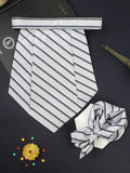 Kavove The Zebra Striped Grey Cravat & Pocket Square set
