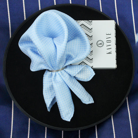 Kovove The Essentials Checkered Sky Blue Pocket Square For Men