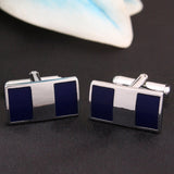 Kavove The Blue Cut Silver Colored Cufflinks for Men