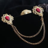 Kavove The Twin Garnet Golden Colour Brooch