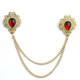 Kavove The Twin Garnet Golden Colour Brooch