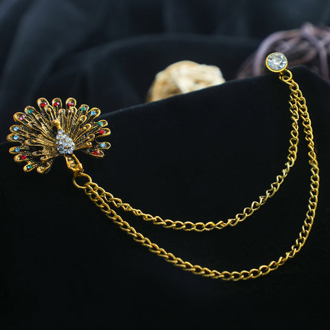 Kavove The Colorful Peacock Golden Colour Brooch