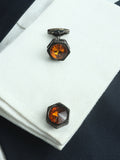 Kavove Regal Crest Orange Cufflinks For Men