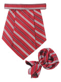 Kavove The Sharp Striped  Red Cravat & Pocket Square set