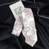 Kovove Exotic White Paisley Neck Tie For Men
