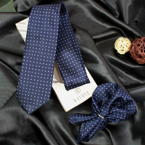 Kovove The Intellect Dash Abstract  Blue Necktie and Pocket Square Gift Box
