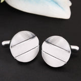 Kavove The Circular Silver Coloured Cufflinks For Men