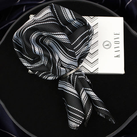 Kovove The Trend Setter Black Striped Pocket Square For Men