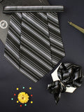 Kavove The Trend Setter Striped  Black Cravat & Pocket Square set