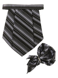 Kavove The Trend Setter Striped  Black Cravat & Pocket Square set