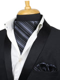 Kavove The Trend Setter Striped  Black Cravat & Pocket Square set