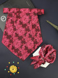 Kavove The Blooming Floral Maroon Cravat & Pocket Square set