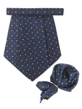 Kavove The Rainbow Polka Dot Navy Blue Cravat & Pocket Square set