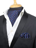 Kavove The Rainbow Polka Dot Navy Blue Cravat & Pocket Square set