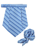 Kavove The Blue Ocean Striped Blue Cravat & Pocket Square set