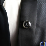 Kavove Alphabet 'E' Black Colour Lapel Pin