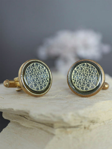 Kavove Haze Tale Blue & Golden Cufflinks For Men