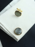 Kavove Haze Tale Blue & Golden Cufflinks For Men