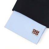 Kavove The Checkered Vortex Maroon & Silver Cufflink For Men