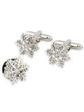 Peluche Snow Flake Cufflink and Lapel Pin Set