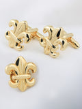 Peluche Golden Orchid Cufflink and Lapel Pin Set