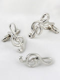 Peluche Silver Symbol of Musi Cufflink and Lapel Pin Set