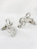 Peluche Silver Symbol of Musi Cufflink and Lapel Pin Set