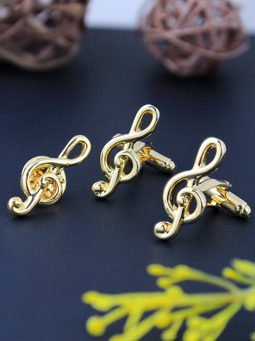 Peluche Golden Symbol of Musi Cufflink and Lapel Pin Set