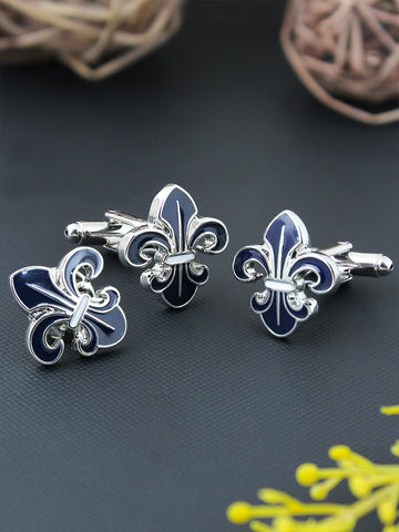 Peluche Beautifully Crafted Orchid Cufflink and lapel Pin Set
