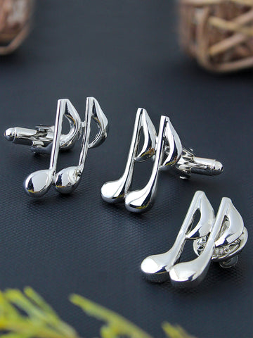 Peluche The Musical Note Cufflink and lapel Pin Set
