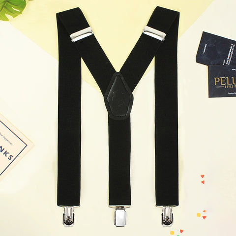 Peluche Plaid Black Suspender for Men