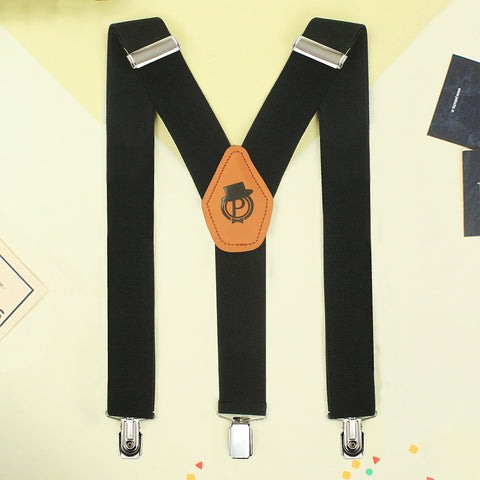Peluche Plaid Black Suspender for Men