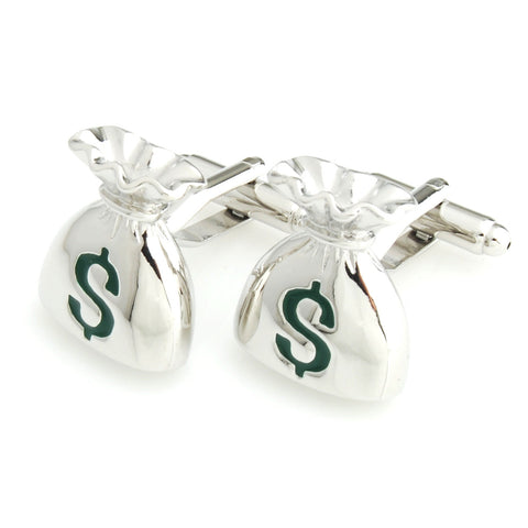 The Silver Bag of Money Silver Cufflinks for Men | Genuine Branded Product from Peluche.in