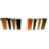 Peluche Stones 'n' Stripes - Cat's Eye Black Cufflinks Brass, Stone Studded, Culture Stone, Chocolate Brown Cat's Eye Stone, Black Onyx Stone