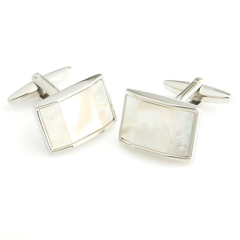 Peluche Trapezium - Mother of Pearl Cufflinks Brass, Semi Precious, Stone Studded, Natural Certified Stone, White Mother of Pearl (MOP)