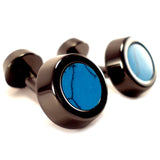 Peluche Sexy Cerami Turquoise - Cufflinks Brass, Stone Studded, Culture Stone, Turquoise Stone