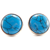 Peluche Turquoise Button - Cufflinks Brass, Stone Studded, Culture Stone, Turquoise Stone