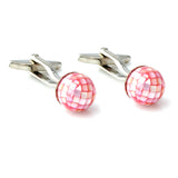 Peluche Attention Seeker - Pink Mother of Pearl Cufflinks Brass, Semi Precious, Stone Studded, Natural Certified Stone, White Mother of Pearl (MOP)