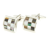 Peluche Chequered Fusion - Multicolor Cufflinks Brass, Semi Precious, Stone Studded, Natural Certified Stone, White Mother of Pearl (MOP), Abalone Shell Stone