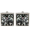 Boteh Art - Black Mother of Pearl Cufflinks - Peluche.in