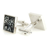 Boteh Art - Black Mother of Pearl Cufflinks - Peluche.in