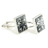 Boteh Art - Black Mother of Pearl Cufflinks - Peluche.in