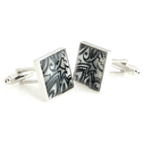 Boteh Art - Black Mother of Pearl Cufflinks - Peluche.in