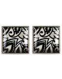 Boteh Art - Black Mother of Pearl Cufflinks - Peluche.in